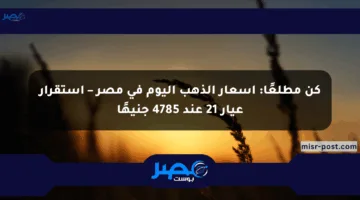 كن مطلعًا: أسعار الذهب اليوم في مصر – استقرار عيار 21 عند 4785 جنيهًا